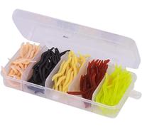 T43 15 X 4 Cm Multicoloured Silicone Soft Worm Bionic Fishing Lures Realistic Earthworm Apps Set Fish Tackle Accessory (5 Mixed Colours),
