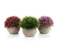 T4U Fausses Plantes Décoratives d’Intérieur Colorées en Pot Lot de 3