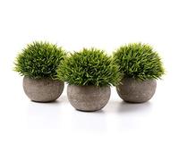 T4U Lot de 3 Plantes artificielles Vert Herbe d’intérieur, Petites Plantes décoratives pour Bureau et Maison, idéales pour décorer Bureaux et espaces intérieurs sans Entretien