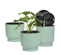 T4U Lot de 4 Pots de fleurs en plastique à arrosage automatique pour plantes d’intérieur, fleurs, violettes africaines, 17,8 cm, Vert