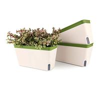 T4U Pots Auto-arrosants rectangulaires 27 cm, Vert, lot 3, Pot de Fleur Interieur, Plantes Petites, idéals pour débutants, Non Compatible végétaux Grands sensibles humidité