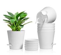 T4U Pots de Fleurs Auto-Arrosants 15 cm Lot de 6 en Plastique Blanc