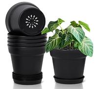 T4U Pots de Fleurs d’Intérieur en Plastique 19 cm Lot de 6 avec Soucoupes