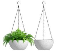 T4U Pots Fleurs Suspendus 25 Cm/ 10 inch, Lot De 2, Pots Suspendus avec Chaîne Amovible, pour Optimiser L’Espace Et Mettre en Valeur Les Plantes, Usage Intérieur Extérieur
