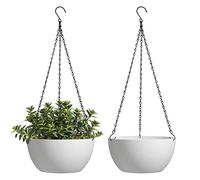 T4U Pots Fleurs Suspendus 25 Cm, Lot De 2, Pots Suspendus Blancs avec Chaîne Amovible, Format Compact pour L’Exposition des Plantes en Appartement, Balcon Ou Jardin, Usage Intérieur Extérieur