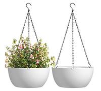 T4U Pots Fleurs Suspendus 30 Cm, Lot De 2, Pots Suspendus Blancs Amovibles avec Chaîne, pour Optimiser L’Espace Et Mettre en Valeur Les Plantes en Appartement Ou Balcon, Usage Intérieur Extérieur