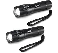 T6 Lampe Torche LED Tactique-Lot 2x Lampe de Poche Ultra Puissante & Imperméable avec 5 Mode de Lumiere-3 x Piles AAA