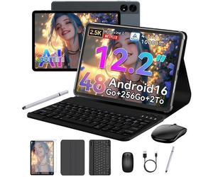 T60 Tablette 12,2 Pouces Android 16 Tablette avec Clavier/stylet,48Go RAM 256Go ROM,5G WiFi, 10000 mAh,WideVine L1,GPS,Gemeni AI