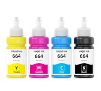 T664 664 Encre Compatible pour Cartouche Encre Epson 664 Multipack pour Epson EcoTank ET-2500 ET-2550 ET-2600 ET-2650 ET-4500 ET-14000 ET-15000, L100 L110 L350 L355 L365 L455 L1300