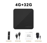 T8 Allwinner H313 boîtier de télévision intelligent Android 14 Quad Core Cortex A53 prise en charge 8K vidéo 4K HDR10 + Wifi6 BT5 64G Google Voice décodeur,Télécommande vocale 4G 32G,prise Ue