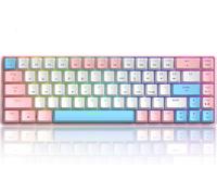 T8 Rgb 60% Clavier Mécanique, Clavier De Jeu Filaire Layout Compacte 65%, 18 Led Rvb Chroma Rétroéclairées, Qwerty Mini 68 Touches Full Key Anti-Ghosting Pour Ps4, Xbox, Pc, Mac - Blue Switch/Pink