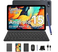 T80 Tablette 10.5 Pouces Android 15,18 Go RAM 128Go ROM,Gemini AI,5G WiFi,6000 mAh,Tablette Pas Cher avec Clavier Souris Stylet
