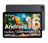 T80 Tablette 10.5 Pouces HD IPS Android 16-Unisoc T310,12Go RAM 64Go ROM+microSD 2To,6000 mAh,Gemini AI 3.1Pro, 5G WiFi,GPS, Face ID