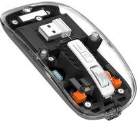 T900 Souris sans Fil Rechargeable, Ultra Mince 2.4G + Bluetooth 5.1 Souris Silence 2400 DPI, Souris Gamer Transparente récepteur USB pour Laptop/PC/Mac, Niveau de Batterie Visible-Noir