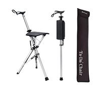 Ta-Da Chair - Canne de marche avec siège, Cadre en aluminium ultra-léger et Tabouret pliable robuste (jusqu'à 110 kg), Design pliable, idéal pour les voyages et les visites touristiques - Noir, 82 cm