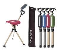 Ta-Da Chair Série 2 Pro - Canne de Marche avec siège, Cadre léger en Aluminium, Tabouret Pliable Robuste (jusqu'à 136 kg), Facile à Plier, idéal pour la randonnée et l'extérieur - Rouge, Ajustable