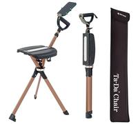 Ta-Da Chair Série 2 Pro Max - Canne de Marche avec siège, Cadre léger en Aluminium, Tabouret Pliable Robuste (jusqu'à 182 kg), Facile à Plier, idéal pour la randonnée et l'extérieur - Noir, Ajustable