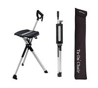 Ta-Da Chair Series 2 - Canne de Marche avec siège, Cadre léger en Aluminium, Tabouret Pliable Robuste (jusqu'à 136 kg), Facile à Plier, idéal pour randonnée et activités en Plein air - Noir, 82cm