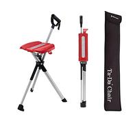 Ta-Da Chair Series 2 - Canne de marche avec siège, cadre léger en aluminium, tabouret pliable robuste (jusqu'à 136 kg), facile à plier, idéal pour randonnée et activités en plein air - Rouge, 82cm