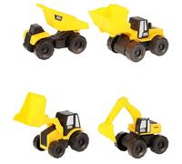 TA&MA Lot de 4 jouets de sable - Véhicules de chantier pour enfants à partir de 2 ans - Excavatrice, camion benne et plus encore pour bac à sable, plage et jardin - Véhicules de construction robustes