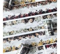 Ta Merry Accessoires de scrapbooking Fleurs Stickers 3 rouleaux de ruban Washi PET autocollants Décoration pour Bullet Journal, albums, blocs-notes, accessoires de journaling (Nuit sombre fleurit 1)