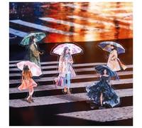 Ta Merry Autocollants Scrapbooking 90 Pièces Accessoires Journal Forêt Autocollants Esthétique Décoratifs pour Album, Scrapbooking, Journaux ou autres loisirs（Promenade sous la pluie）