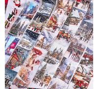 Ta Merry City Scrapbook Lot de 6 rouleaux d'autocollants esthétiques Washi Tape pour scrapbooking, album, bloc-notes, journal, journal intime, album photo, accessoires de bullet journal (ville de Noël