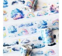 Ta Merry Ensemble d'autocollants pour scrapbooking, 3 rouleaux de washi tape, accessoires de scrapbooking à thème nuage esthétique PET, autocollants décoratifs pour journal intime, accessoires de