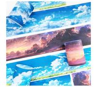 Ta Merry Lot de 3 rouleaux de ruban washi pour scrapbooking - Motif : PET Sky - Autocollants esthétiques pour décoration pour bullet journal, accessoires de journal, ordinateur portable (Sky 1)