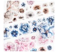 Ta Merry Lot de 3 rouleaux de stickers floraux en PET Washi Tape - Décoration pour bullet journal, albums, décoration de blocs-notes, accessoires de journaling (fleurs 1)