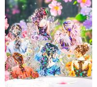 Ta Merry - Lot de 60 autocollants décoratifs - Filles avec Fleurs - PET - Style féminin floral - Stickers pour scrapbooking, album, calendrier - Multicolore