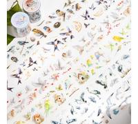 Ta Merry Scrapbooking Autocollants Accessoires Autocollants Décoratifs Set Washi PET Ruban Autocollants 6 Rouleaux Oiseaux Autocollants pour Scrapbooking, Journaling DIY(Flying Bird)