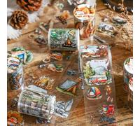 Ta Merry Washi PET Tape Autocollants 6 Rouleaux, Forêt et Voyage Scrapbooking Autocollants Set Accessoires Autocollants Transparents pour Décoration Scrapbooking, Autocollants Journal, Autocollants