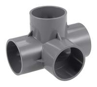 TA-VIGOR 1 raccord de tuyau en PVC de 50 mm, connecteurs d'angle coudés à 4 voies, joints de tuyau en T à angle droit à 4 voies pour tuyau d'eau de jardin et systèmes d'irrigation, gris