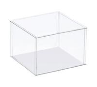 TA-VIGOR Boîte de présentation en acrylique transparent, 30 x 30 x 30 cm à assembler - Cube de rangement - Support de rangement anti-poussière avec base blanche pour le rangement d'objets de