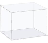 TA-VIGOR Boîte de présentation en acrylique transparent, 35 x 25 x 25 cm à assembler - Cube de rangement - Support de rangement anti-poussière avec base blanche pour le rangement d'objets de