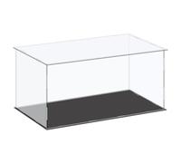TA-VIGOR Boîte de présentation en acrylique transparent, 40 x 20 x 20 cm à assembler - Cube de rangement - Support de rangement anti-poussière avec base noire pour le rangement d'objets de collection