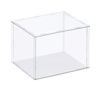 TA-VIGOR Boîte de présentation en acrylique transparent, 40 x 20 x 25 cm à assembler - Cube de rangement - Support de rangement anti-poussière avec base blanche pour le rangement d'objets de