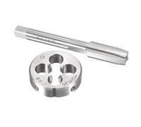 TA-VIGOR Ensemble tarauds et filières métriques M12 x 1,25 mm, tarauds à vis avec matrice de filetage ronde, kit de tarauds et filières robustes pour bricolage, réparation, coupe de filetage externe