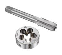 TA-VIGOR Jeu de tarauds et filières M14 x 2 métriques à gauche avec matrice de filetage rond, kit de tarauds et filières robustes pour bricolage, réparation, coupe de filetage extérieur et intérieur