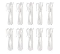 TA-VIGOR Lot de 10 crochets réglables en plastique pour rideaux - Crochets à plis pour verrouiller la porte de douche, fenêtre, rideaux - Blanc
