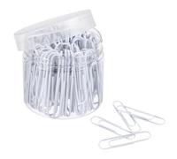 TA-VIGOR Lot de 100 trombones de taille moyenne avec revêtement en vinyle pour éviter de déchirer les pages avec boîte pour organiser le bureau et la maison Blanc 5,1 cm