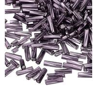 TA-VIGOR Lot de 1200 perles en verre violet pâte de haricot 6 x 1,7 mm - Perles d'espacement tubulaires pour la fabrication de bijoux, colliers, bracelets, boucles d'oreilles, perles et accessoires