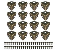 TA-VIGOR Lot de 16 protections d'angle en métal, 30 x 20 x 30 mm, support d'angle décoratif en bronze pour tables, coffres, valises, boîtes à bijoux, avec 48 vis