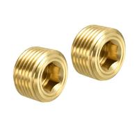 TA-VIGOR Lot de 2 bouchons de tuyau en laiton 3/8NPT à filetage mâle à tête fraisée hexagonale, raccords à tête interne pour systèmes CVC, plomberie, eau, huile, air
