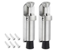 TA-VIGOR Lot de 2 butées de porte à ressort de 114 mm avec pied en caoutchouc antidérapant, pédale de porte, fonctionnement sans pliage pour chambres, portes d'entrée, patios, garages, bureaux (argent
