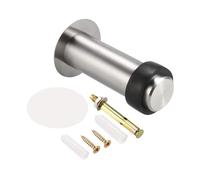 TA-VIGOR Lot de 2 butées de porte cylindriques en acier inoxydable brossé avec tampon en caoutchouc, 100 mm de hauteur, protection de porte de style moderne pour chambres, portes d'entrée, terrasses