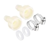 TA-VIGOR Lot de 2 coupleurs de raccord cannelé en ABS de 10 mm, filetage femelle G1/2", connecteur de tuyau barbelé avec pince de 9 à 16 mm et rondelle pour jardin, plomberie (blanc)