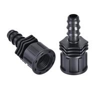 TA-VIGOR Lot de 2 coupleurs de raccord cannelé en ABS de 13 mm, filetage femelle G1/2", connecteur de tuyau cannelé pour jardin, plomberie, air, eau, huile (2 pièces, noir)