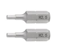 TA-VIGOR Lot de 2 embouts de tournevis hexagonaux H2,5 - Tige hexagonale de 6,35 mm de long - Tête hexagonale magnétique en acier S2 pour perceuse électrique et tournevis électrique